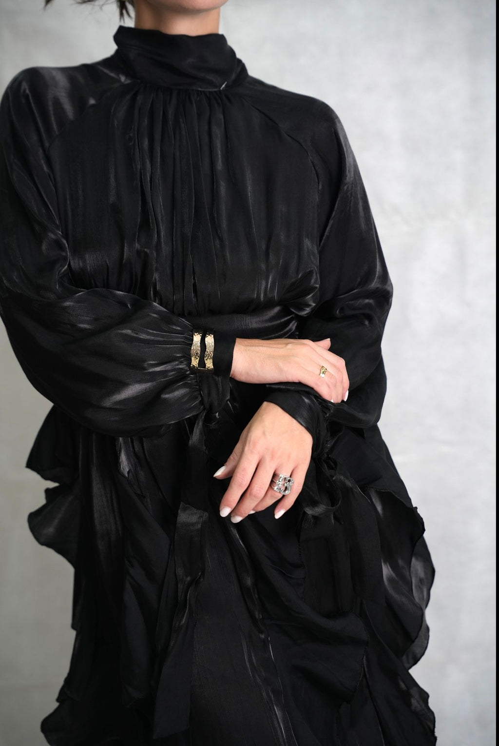 Maxi Dress manica lunga Nero