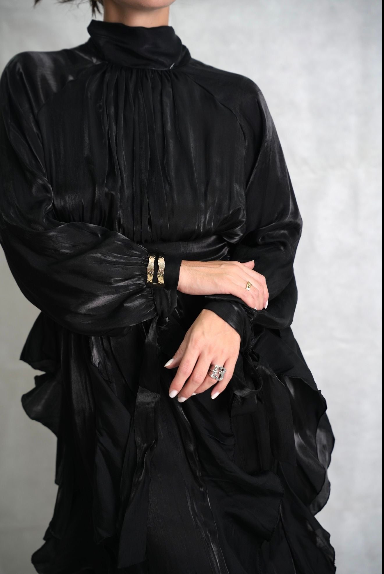 Maxi Dress manica lunga Nero