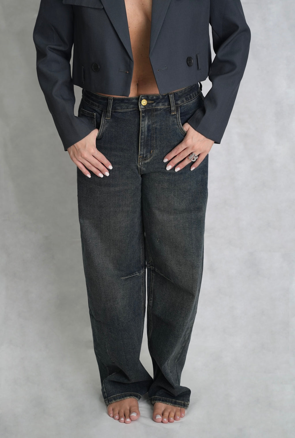 Jeans wide leg scuro