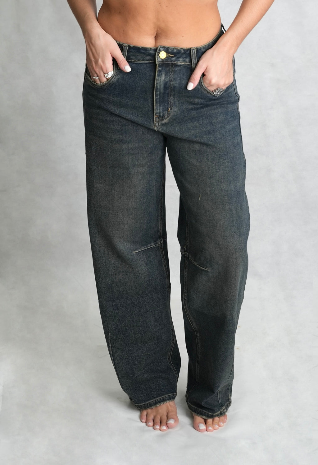 Jeans wide leg scuro