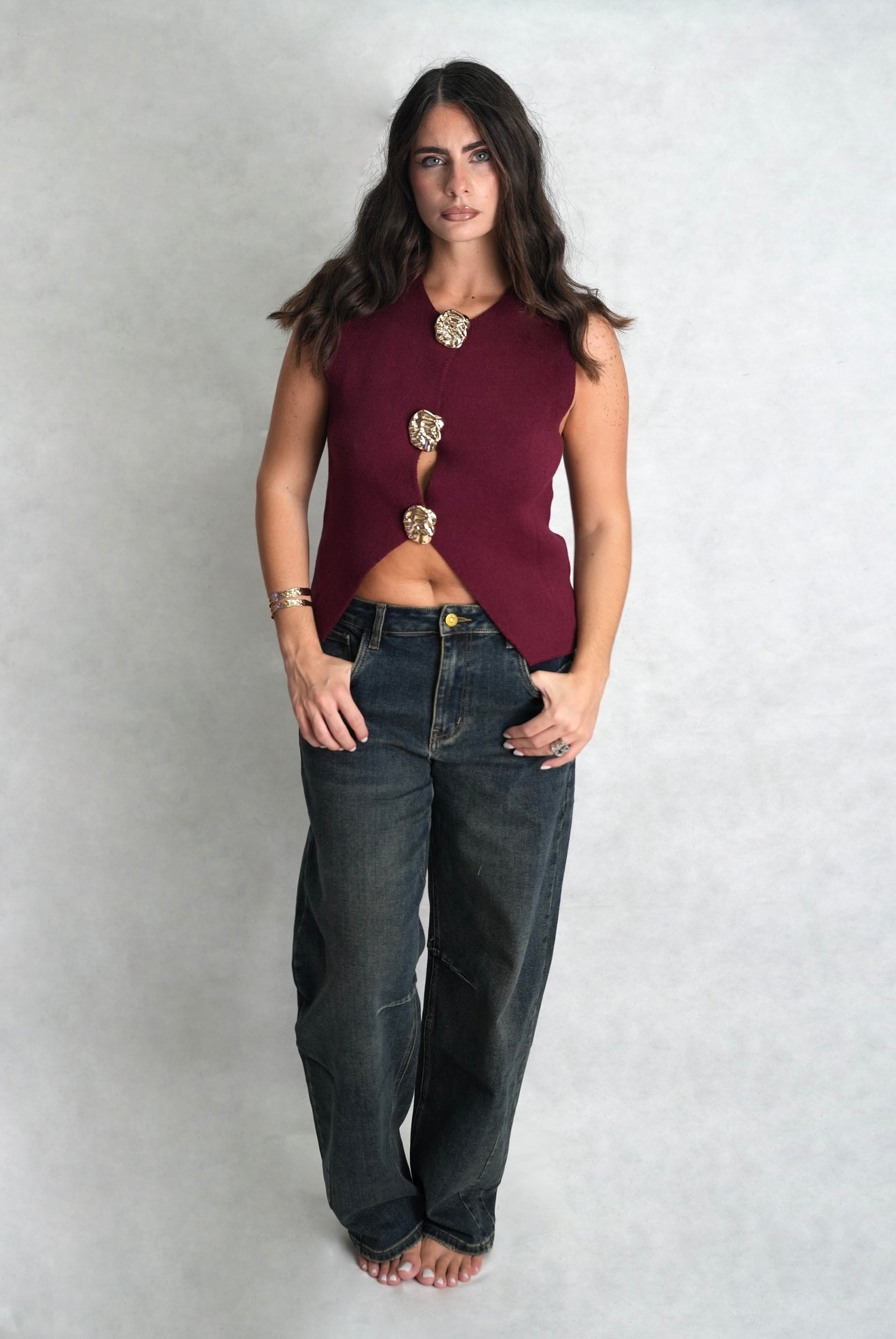 Gilet smanicato bordeaux