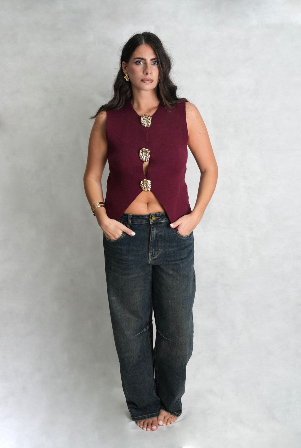 Gilet smanicato bordeaux