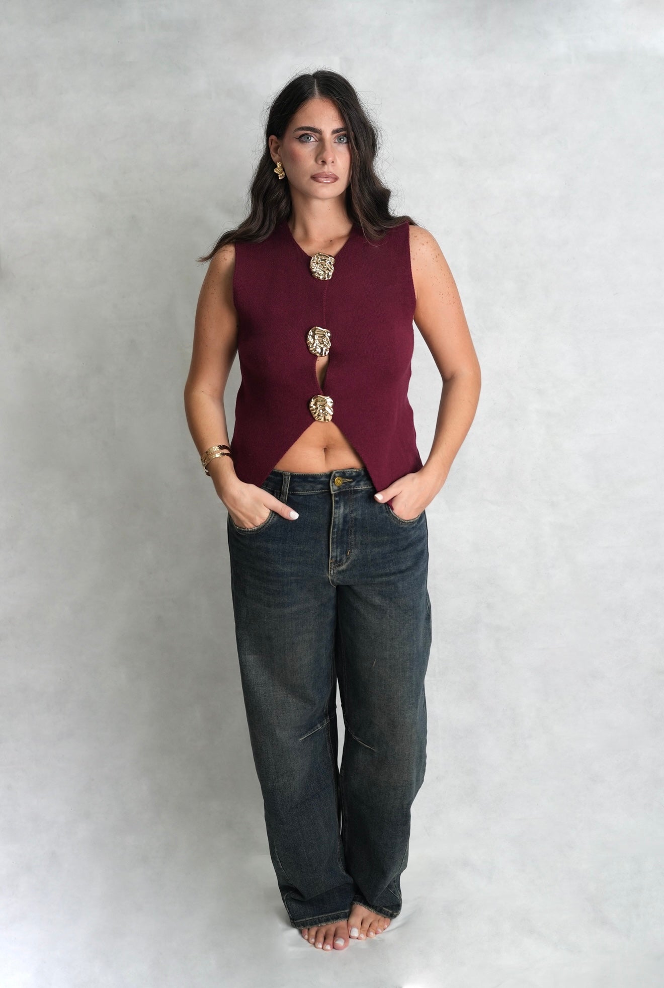 Gilet smanicato bordeaux