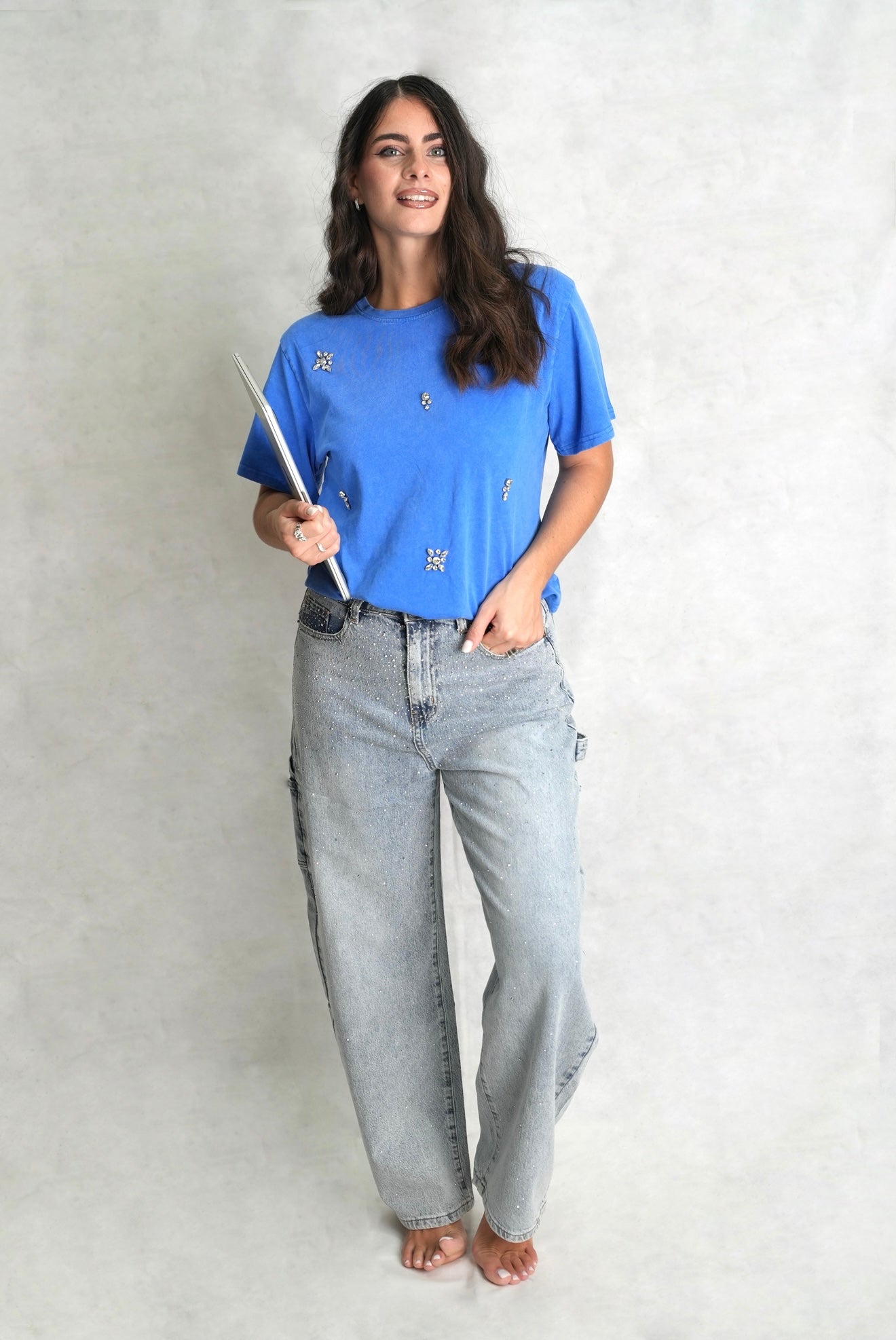 T-shirt Swarovski blu