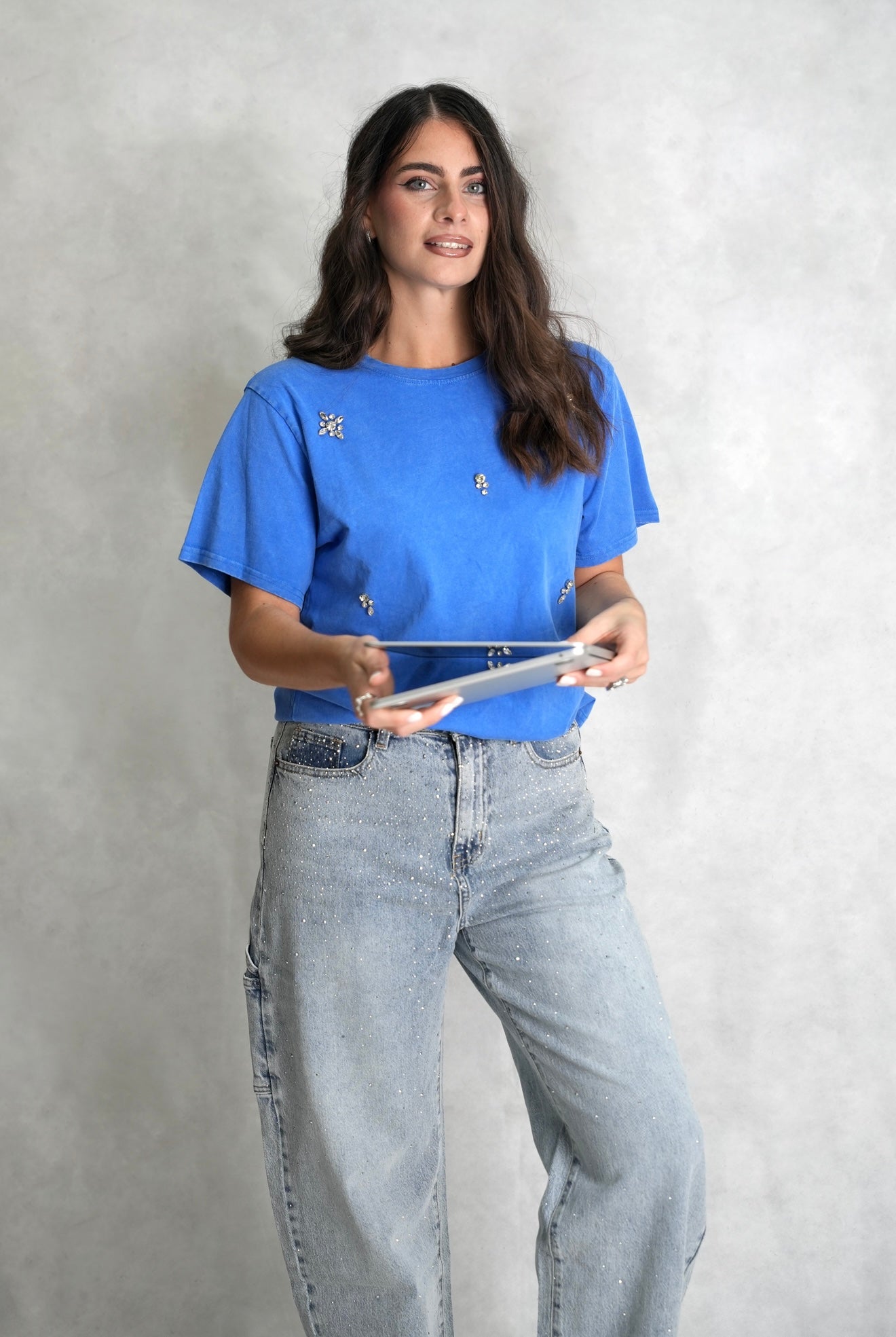 T-shirt Swarovski blu