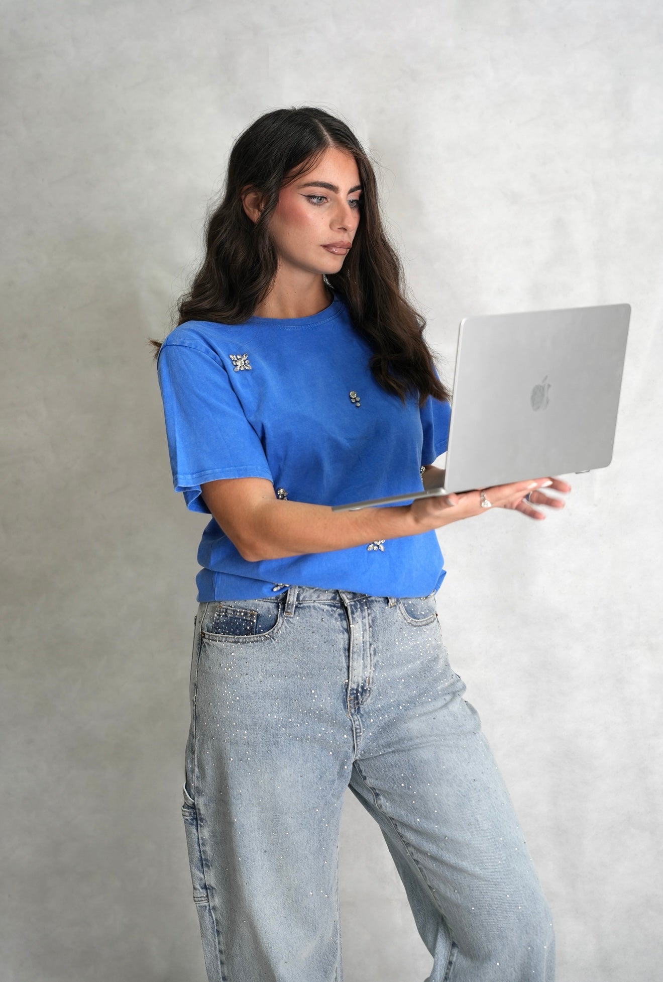 T-shirt Swarovski blu