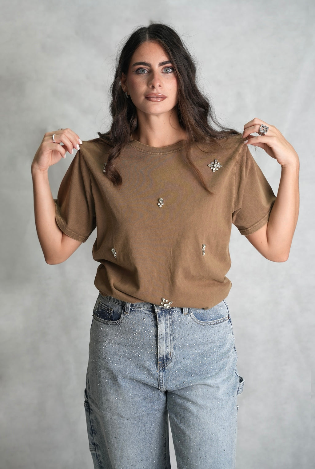 T-shirt Swarovski marrone