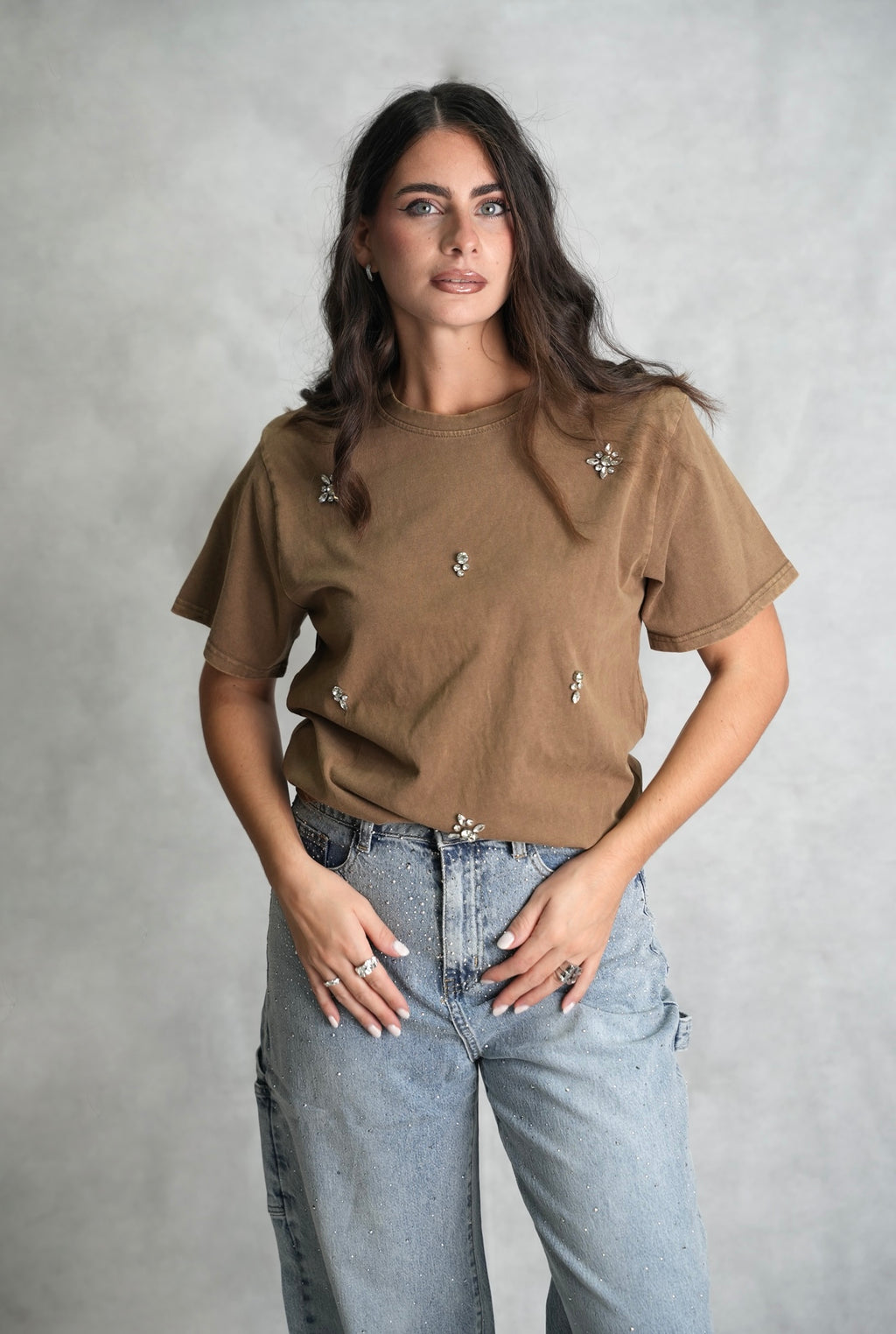 T-shirt Swarovski marrone