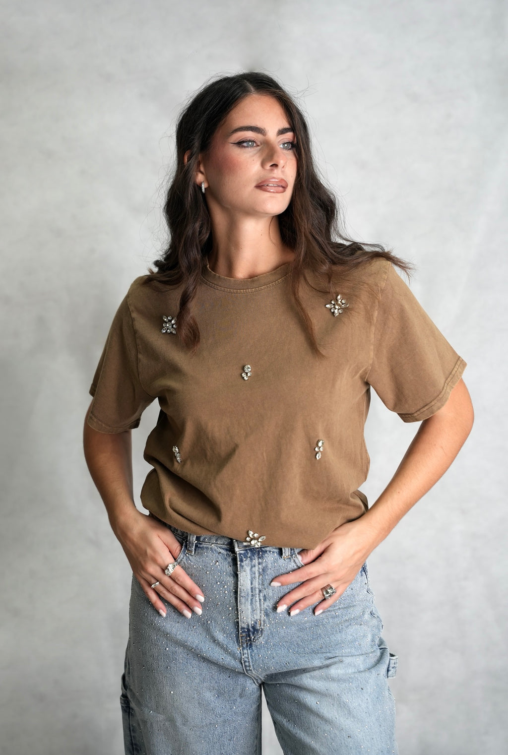 T-shirt Swarovski marrone