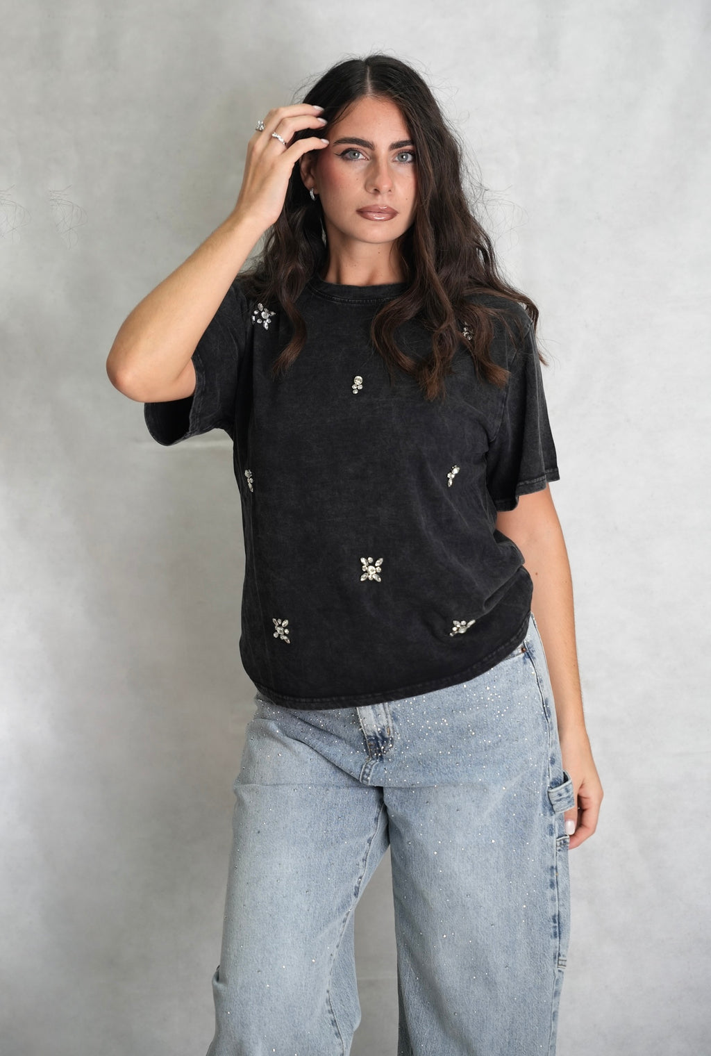 T-shirt Swarovski nera