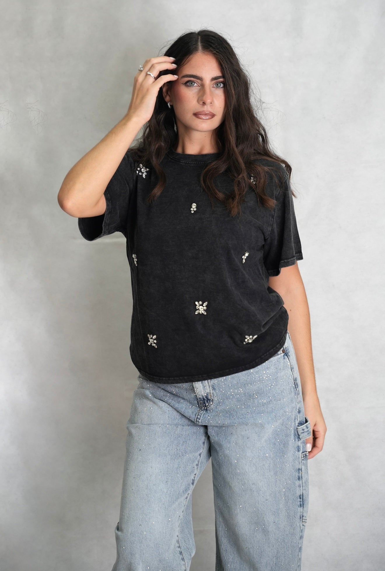 T-shirt Swarovski nera