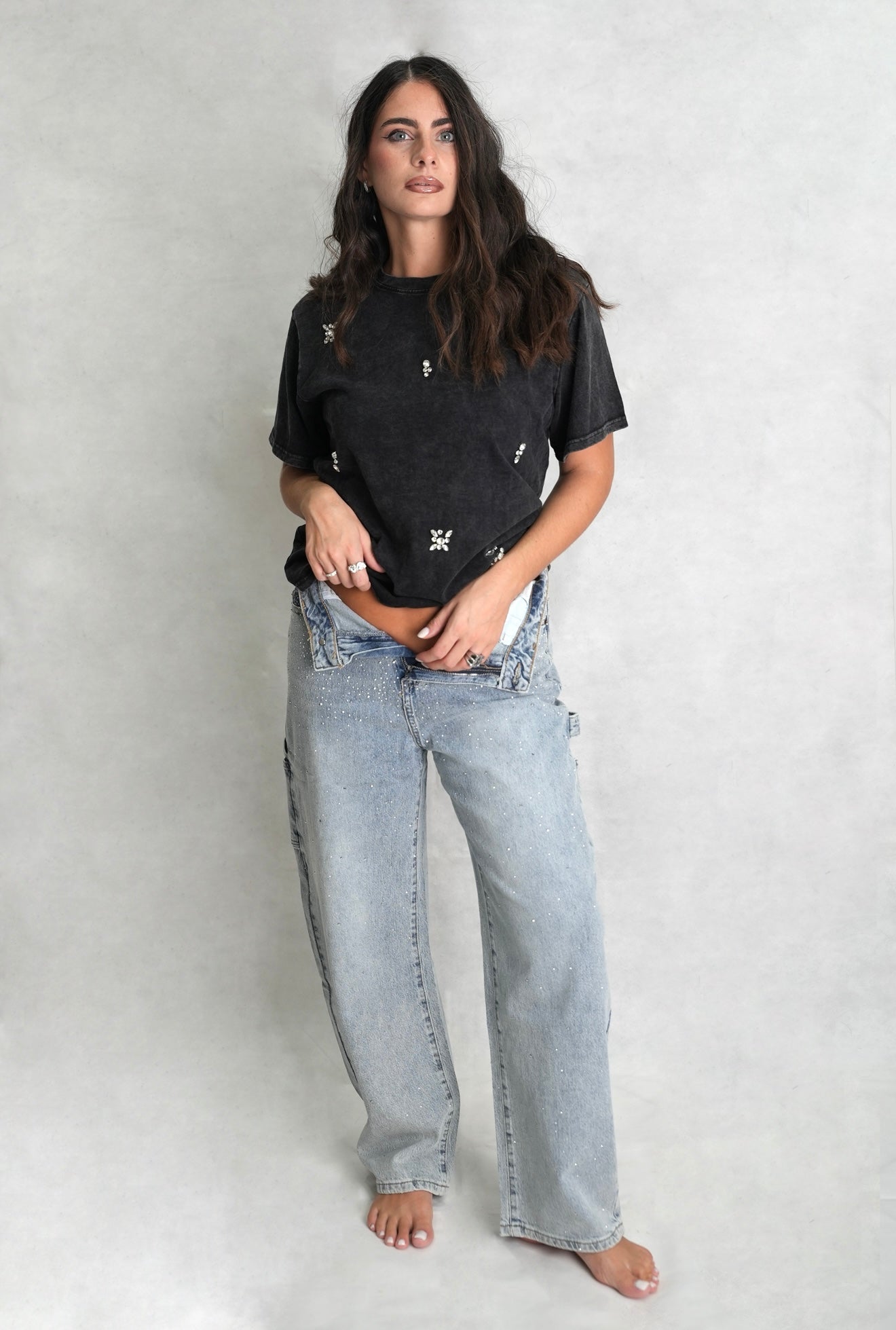 T-shirt Swarovski nera