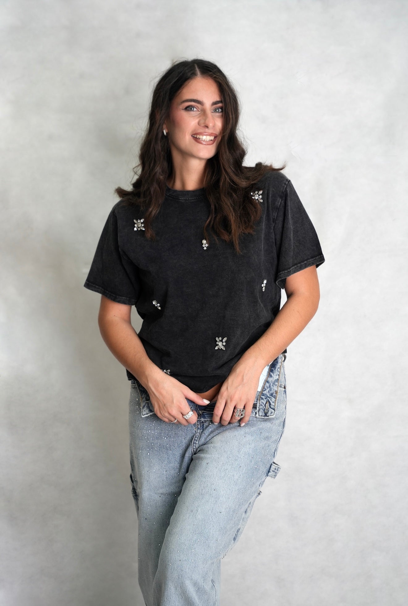 T-shirt Swarovski nera